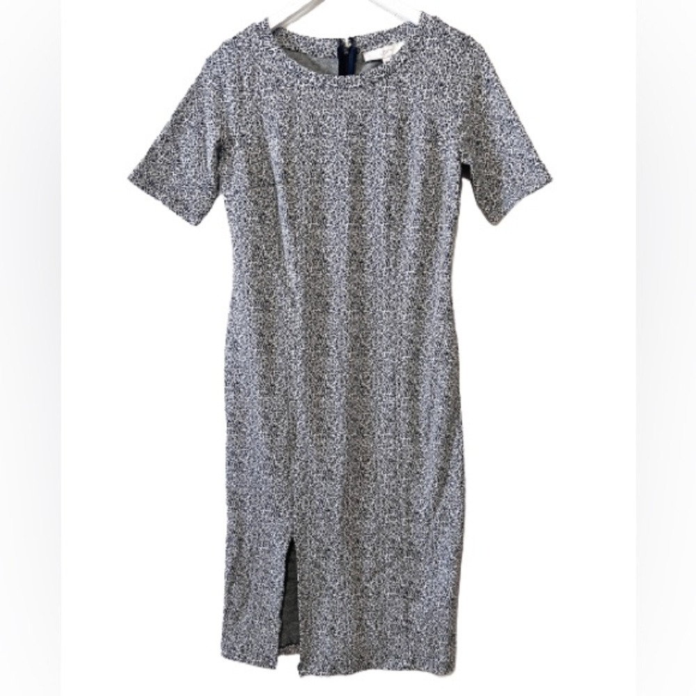 Ann Taylor Loft Dress Sz 6 Black/White Stretch Animal Print Spring Summer
